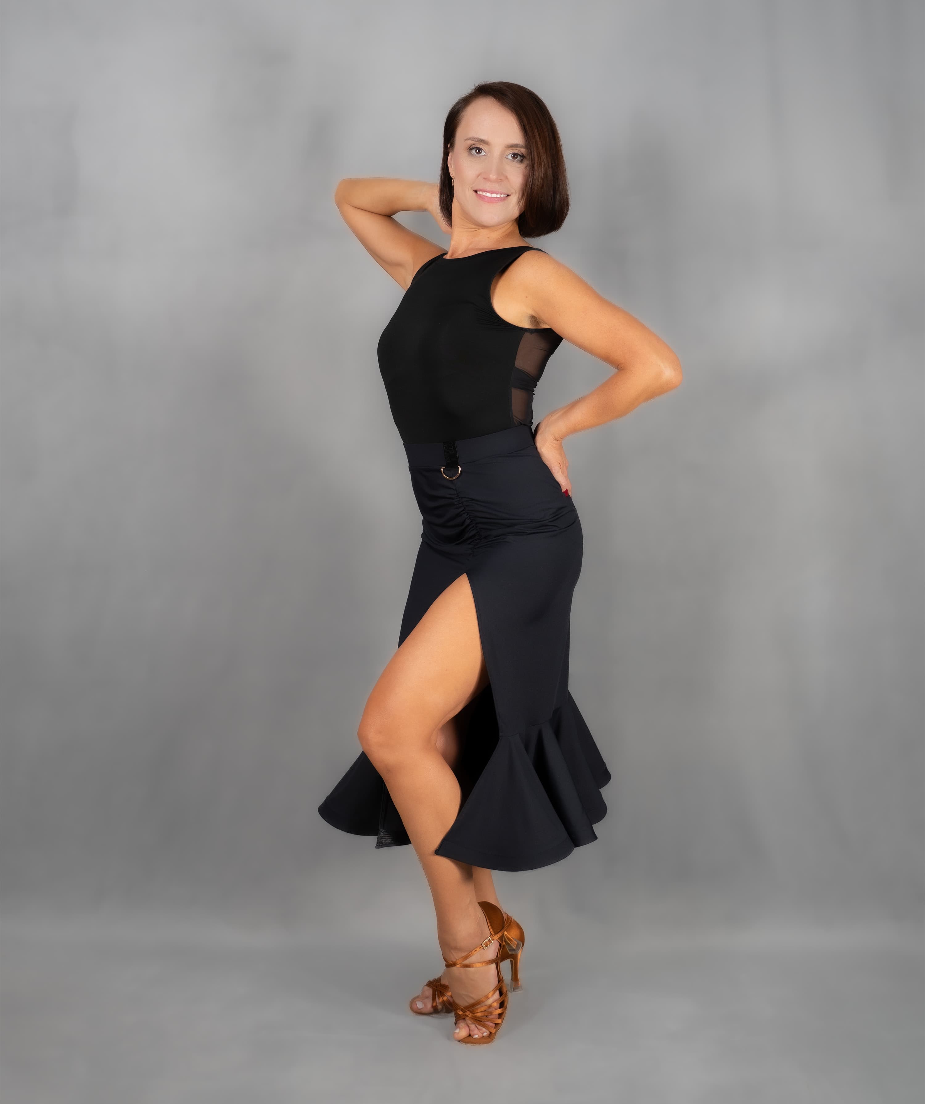 Showtime | Front Side Slit Skirt with Shaped Flounce